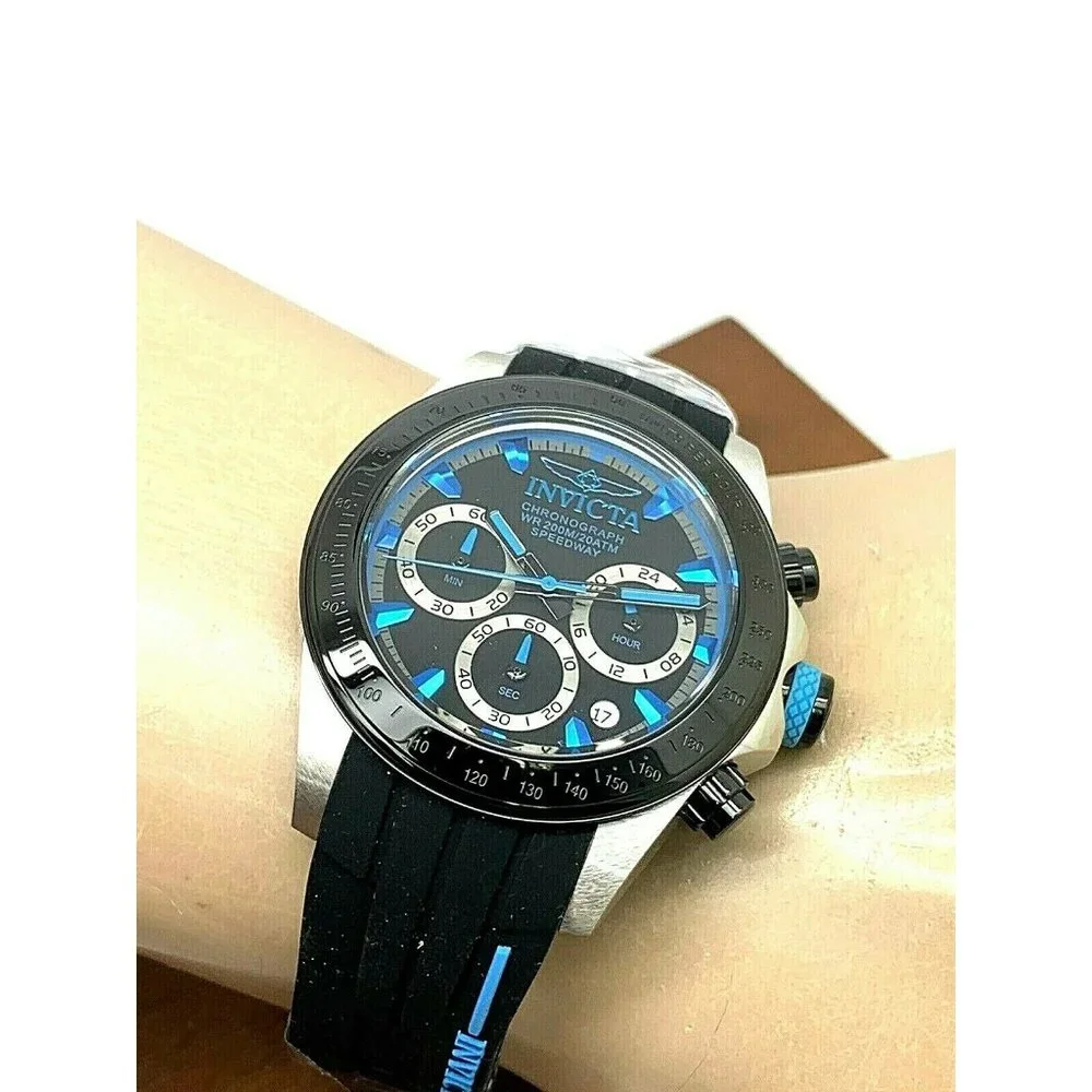 Invicta Men's Watch 17193 Speedway Chronograph Quartz Blue Black Rubber Band - Picture 5 of 12